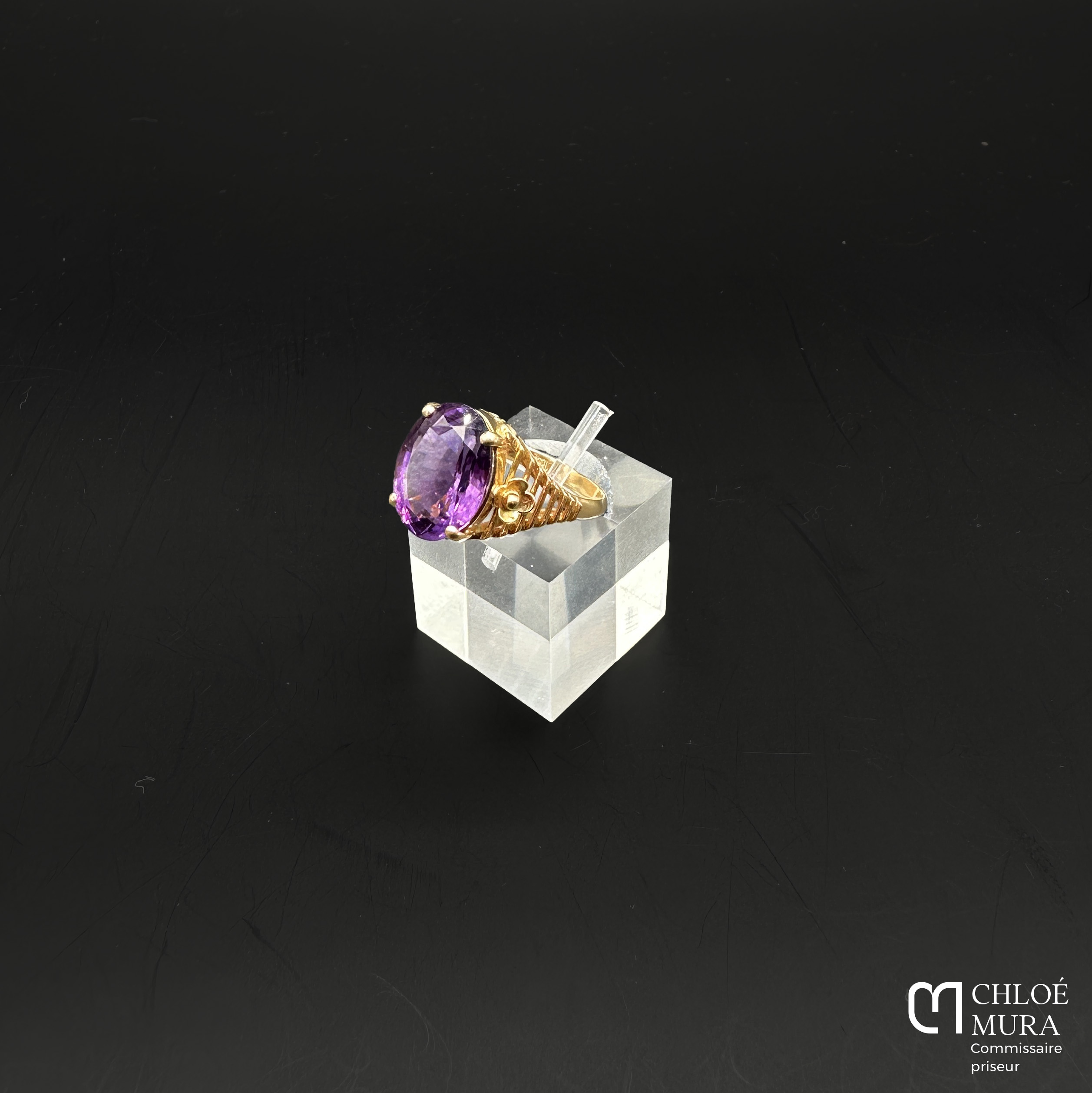 Bague or améthyste 
